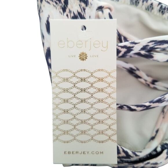 Eberjey Lace-Up Strapless Bandeau Bikini Top Small White Tassels Boho Festival - Picture 8 of 10